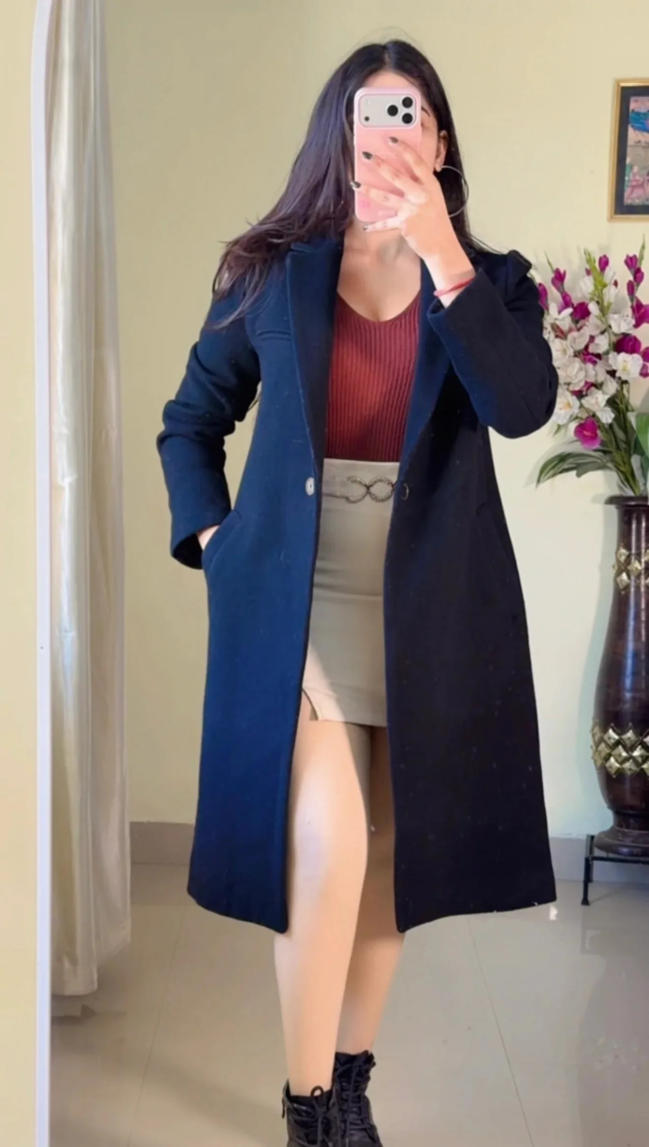 Premium Black Winter Coat — view 1