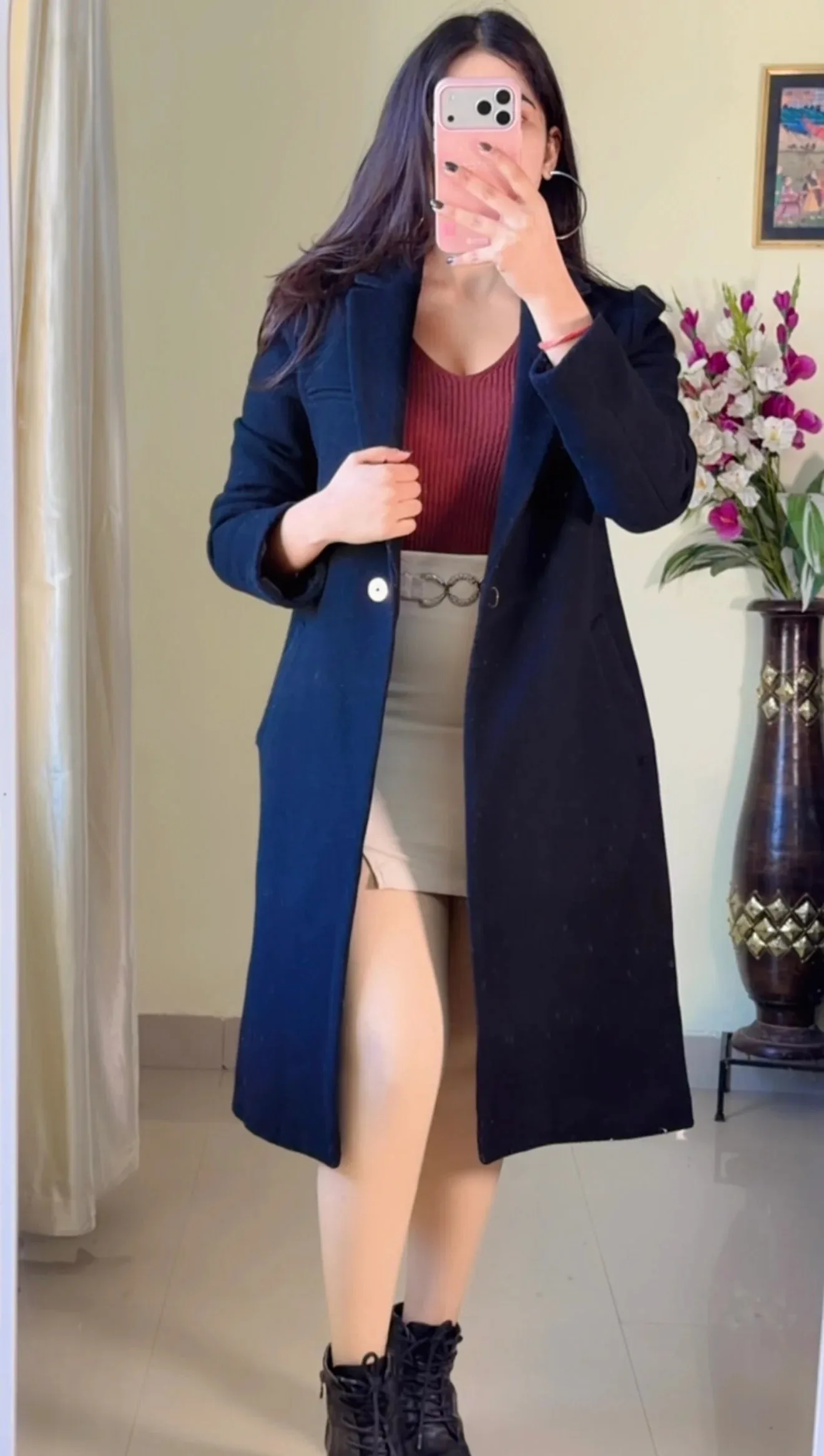 Premium Black Winter Coat — view 2